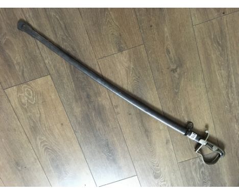 A German cavalry dress sword with metal scabbard and shaped hilt