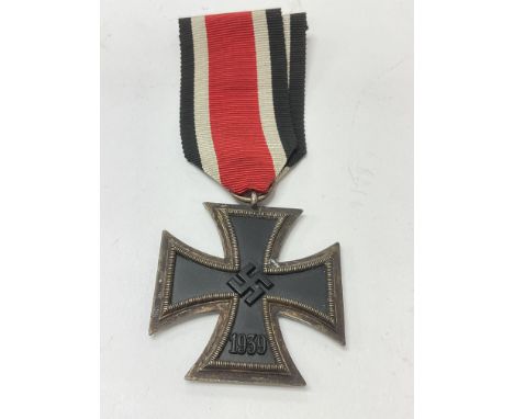 WW2 German iron cross 2nd class EKII with the no 1 stamped on the ring for Deschler and Sohn Munchen. 3 part construction wit