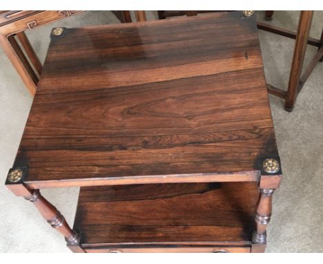 A late William IV rosewood side table with a raised tier above a drawer - NO RESERVE