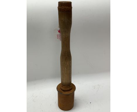 Museum quality replica German M24 stick grenade. All metal parts with a wooden handle. Fully strippable and totally inert.