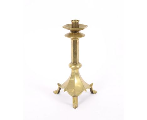 An Arts &amp; Crafts design brass candlestick, 29cm high