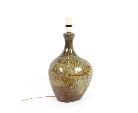 A large Tremaen Pottery pebble lamp, complete with shade