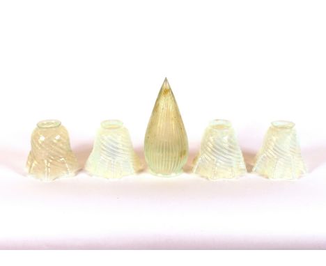 Five Vaseline glass lamp shades 