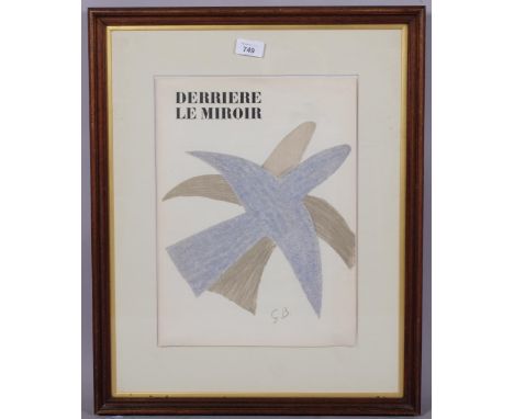 Georges Braque, Birds, original lithograph cover for Derriere Le Miroir 1956, 38cm x 27cm, framedVery slight discolouration a