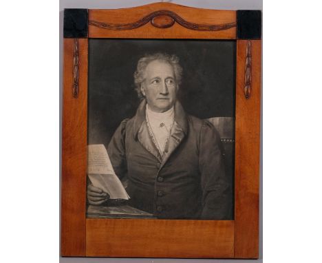 J K Stieler, portrait of Goethe, lithograph, 23cm x 19cm, in carved satinwood frameAll in good condition 