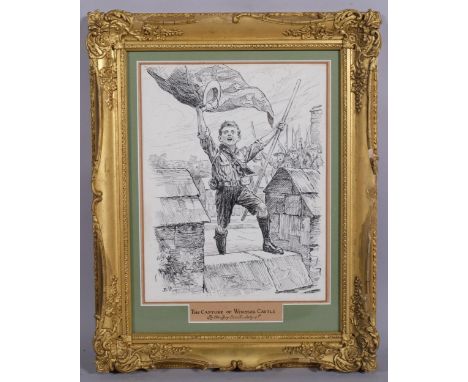 Sir John Bernard Partridge (1861 - 1945), the capture of Windsor Castle by the Boy Scouts, pen and ink illustration, signed w