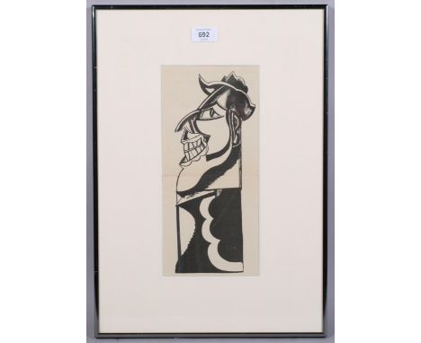 Wyndham Lewis, study for The Tyro, lithograph, 1921, 30cm x 14cm, framedHorizontal fold and slight paper discolouration 