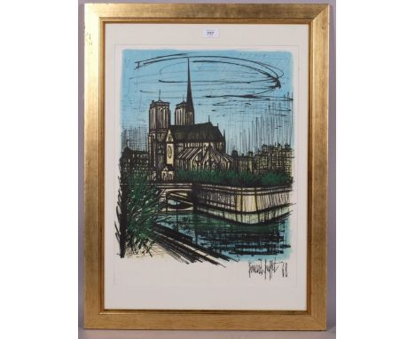 Bernard Buffet, le jardine de l'Eveche, original lithograph, 1968, from an edition of 2000 copies, image 53cm x 42cm, framedG