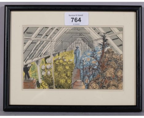 Edward Bawden (1903-1989), original colour lithograph on paper, The Market Gardener, from Life in an English Village, printed