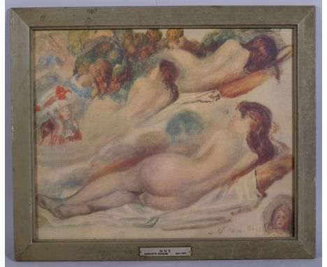 After Auguste Renoir, Nus, colour print, 31cm x 39cm, framedGood condition 