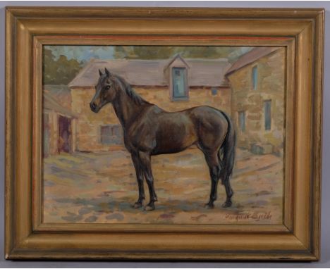 Margaret Peach RSA, portrait of a horse, oil on canvas, signed, 30cm x 40cm, framedGood condition 
