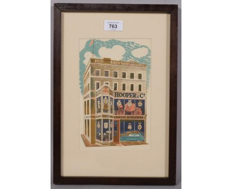 Eric Ravilious (1903-1942), lithograph in colours on paper, Coach Builder, 22cm x 14.5cm, mounted, framed and glazed. Printed
