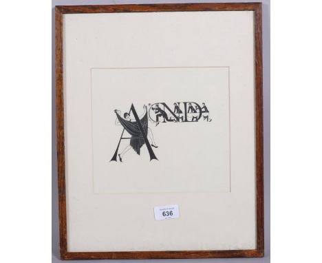 Eric Gill, woodcut print, 1934, from an edition of 400 copies, 19cm x 21cm, framedGood condition 