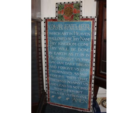 A Victorian tile wall plaque of the Lord's Prayer, height 88cm