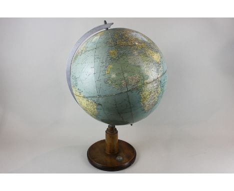 A Philips standard Terrestrial World globe in stand, scale 1:37, 440,000 to 600 miles 