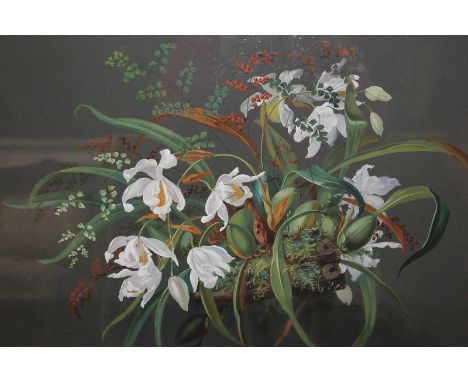George H Dewberry, still life of flowers, gouache on paper, signed, 38cm by 53cm, and after Moreland, stable scene with farm 