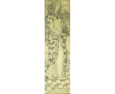 •EDMUND `ODON` MOIRET (1883-1966) GIRL WITH A FLOWERPOT Pencil 35 x 9cm. Provenance: Collection of William Waters; London, Th