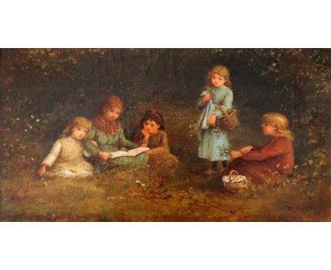LINNIE WATT (Fl.1875-1908) A FAIRY TALE Signed and dated 1876, inscribed with title in ink on the stretcher, oil on canvas 21