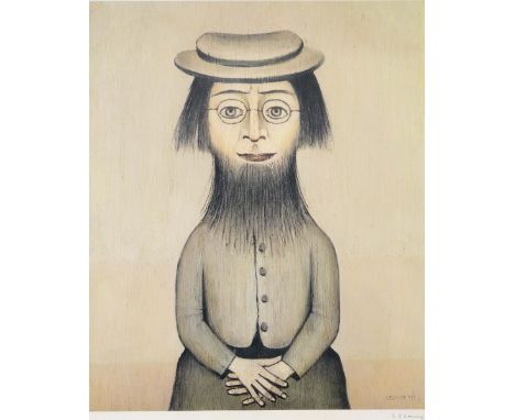 •AFTER LAURENCE STEPHEN LOWRY, RA (1887-1976) WOMAN WITH A BEARD (1957) Offset lithograph, publsihed by the Adam Collection, 