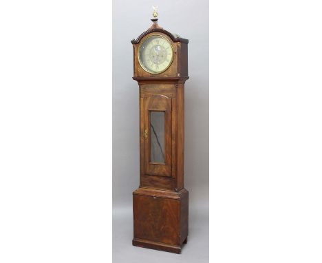 MAHOGANY LONGCASE CLOCK, the 11" brass dial with moonphase and date aperture and inscribed Edwd Barlow Oldham on a brass, eig