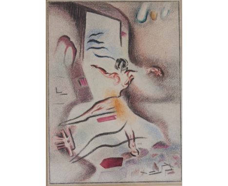 •JAMES WOOD (1889-1975) DANCER Coloured crayons 25 x 18cm. ++ Needs a light clean