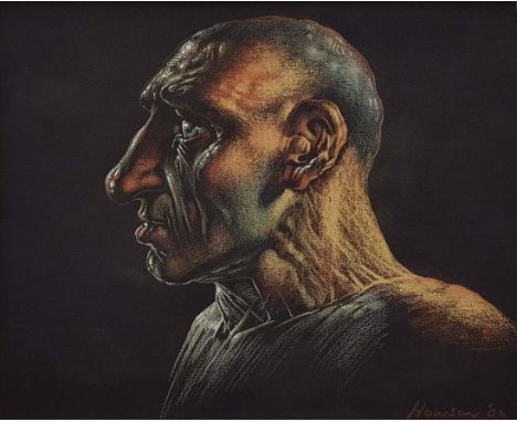 •PETER HOWSON, OBE (b.1958) PENITENT Signed and dated `06, coloured chalks on black paper 19.5 x 24cm. ++ Good condition