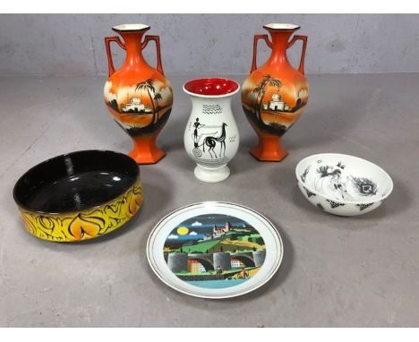 Collection of ceramics to include a Poole Pottery plate by Barbara Furstenhofer of Wurzburg, a 1970's Poole Pottery Aegean wa