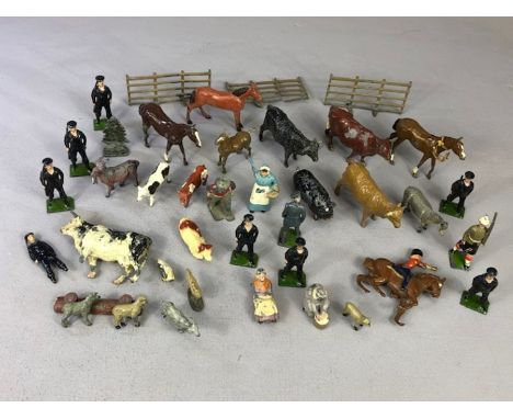 collection of Lead vintage toys to include farm yard animals and soldiers 