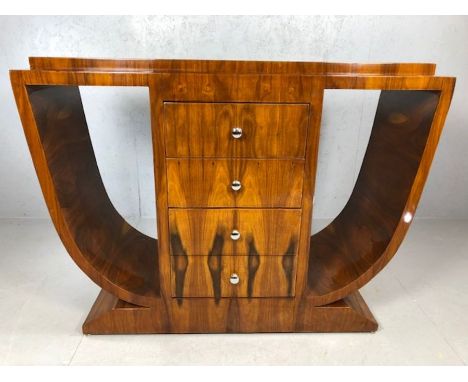 Art Deco style console table with four drawers to centre, approx 120cm x 40cm x 90cm tall