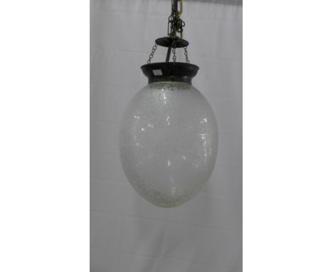 Floral patterned glass ceiling light, approximately 34 x 25cm 