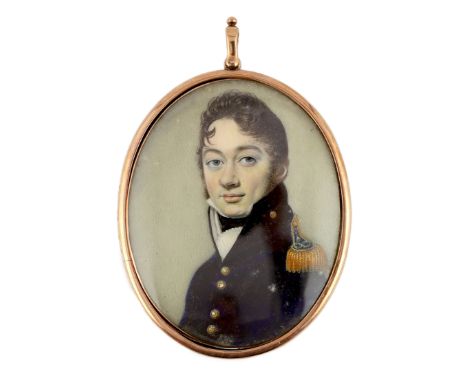 Y Thomas Richmond (British, 1771-1837) Portrait miniature of a naval officerwatercolour on ivorywearing blue jacket with gold
