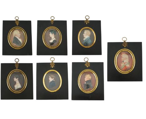 Y Mrs Anna Trewinnard (fl.1797-1806) a set of seven portrait miniatures of a father and his childrenwatercolour on ivory7.1 x