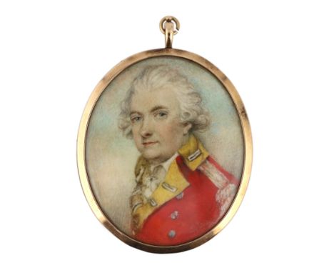 Y Attributed to William Wood (English, 1769-1810) Portrait miniature of an army officerwatercolour on ivorywearing scarlet un