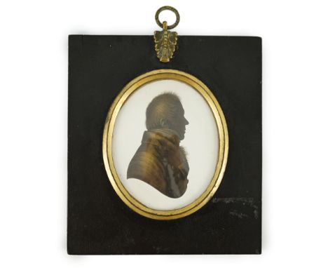 John Miers (1756-1821) Silhouette of a gentlemanpainted and bronzed plasterlooking to sinister, wearing a lace stock7.9 x 6.5