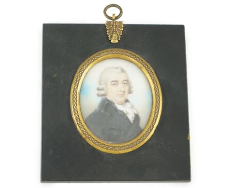 Y Andrew Plimer (1763-1837) Portrait miniature of Sir John Silvesterwatercolour on ivorywearing a grey wig, white stock and b