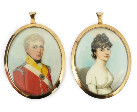 Y Attributed to Frederick Buck of Cork (Irish, 1771-1833) Portrait miniatures of an army officer and his wife; Charity and ru