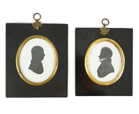 John Miers (1756-1821) and John Field (1772-1848) Silhouettes of a gentlemenpainted plaster (2)looking to sinister, wearing a