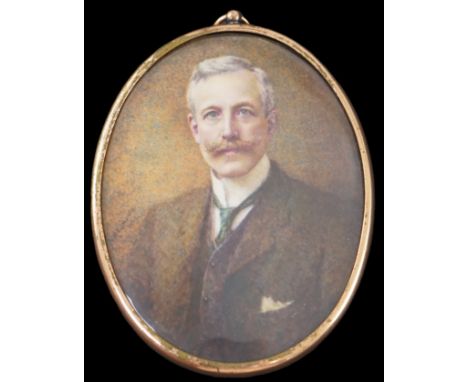 Y Nellie Hepburn Edmonds (1870-1953) Portrait miniature of John Empsall Esq of Ben Rhydding, Yorkshirewatercolour on ivorysig