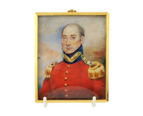 Y James Heath Millington (Irish, 1799-1872) Portrait miniature of an army officerwatercolour on ivorywearing a gold braided r