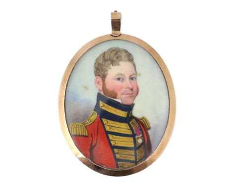 Y Frederick Buck (Irish, 1771-1840) Portrait miniature of an army officerwatercolour on ivorywearing scarlet uniform with bla