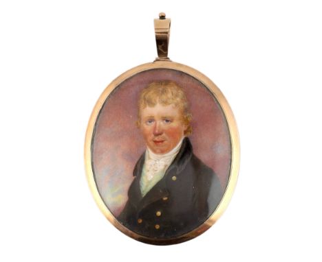 Y Peter Paillou Jnr (British, 1757-c.1832) Portrait miniature of a gentlemanwatercolour on ivorywearing a black coat and stri