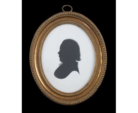 John Miers (1756-1821) Silhouette of a young manpainted plasterlooking to dexter, with lace stock8.8 x 7cm.***CONDITION REPOR