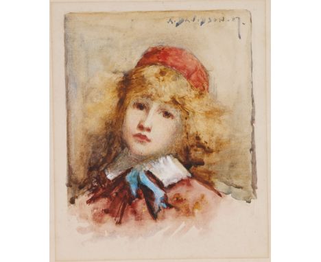 ALEXANDER DAVIDSON RSW (1838-1887)
Portrait of a Girl
Signed and dated 87, 11cm x 14cm CONDITION REPORT: Unframed
Stained lin