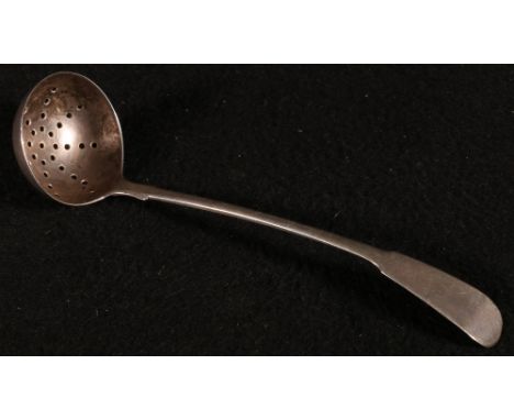 Silver toddy ladle, fiddle pattern, drilled by I & P Riach Forres (I&P R FORs between two letters ? N)