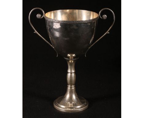 Silver two handled cup with Celtic embossed band by Edward, Glasgow 1929, 14oz