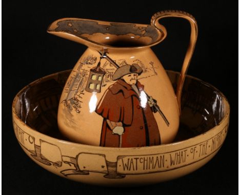 Royal Doulton series ware ewer and basin decorated with night watchman pattern