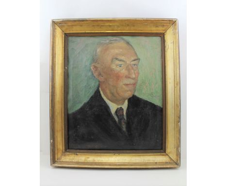 MALCOLM DRUMMOND (1880-1945) "Portrait of a Gentleman", head and shoulders, dressed in dark lounge suit, collar and tie, Oil 