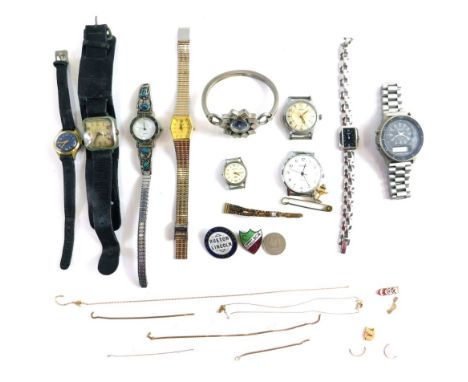Various wristwatches, a Sekonda wristwatch head only, with 4cm diameter Arabic dial, Ruston Lincoln badge, Rotary watch, vari