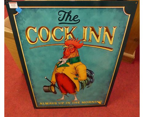 A lithograph printed tin sign 'The Cock Inn', 70 x 50cm