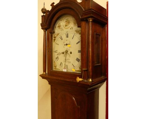 Martin of Feversham - early 19th century oak longcase clock, having a 12" painted arched dial, subsidiary seconds dial and ro